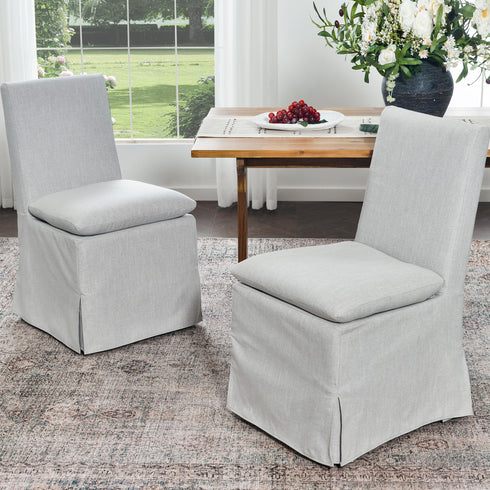 Diane Slipcover Performance Dining Chair with Casters - Upholstered Dining Chair | Modern Dining Chairs | Kinwell Furniture | Performance Fabric Dining Chairs